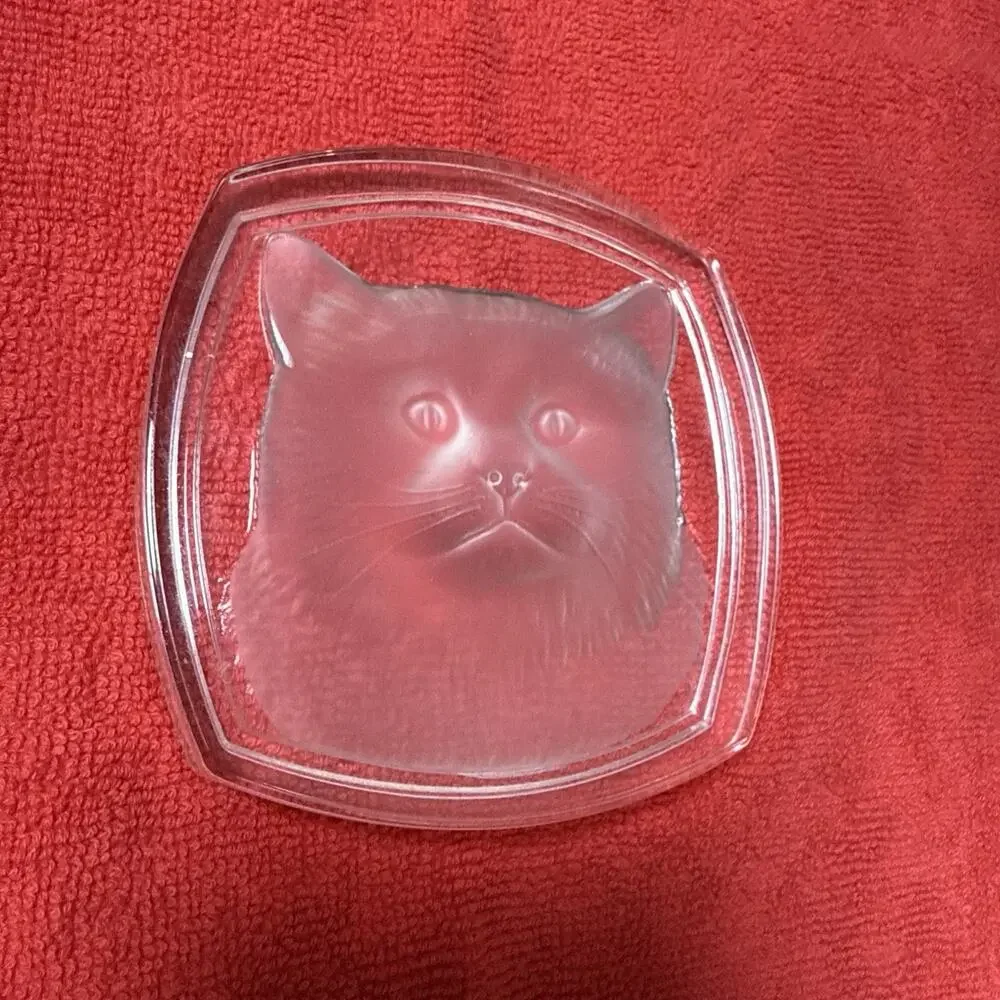 Cat Lead Crystal Trinket Box Frosted Glass Keepsake